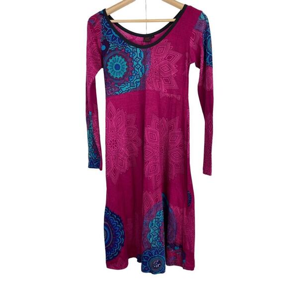 Aller Simplement Women's S Magenta Pink Geometric Midi Dress - Picture 1 of 8